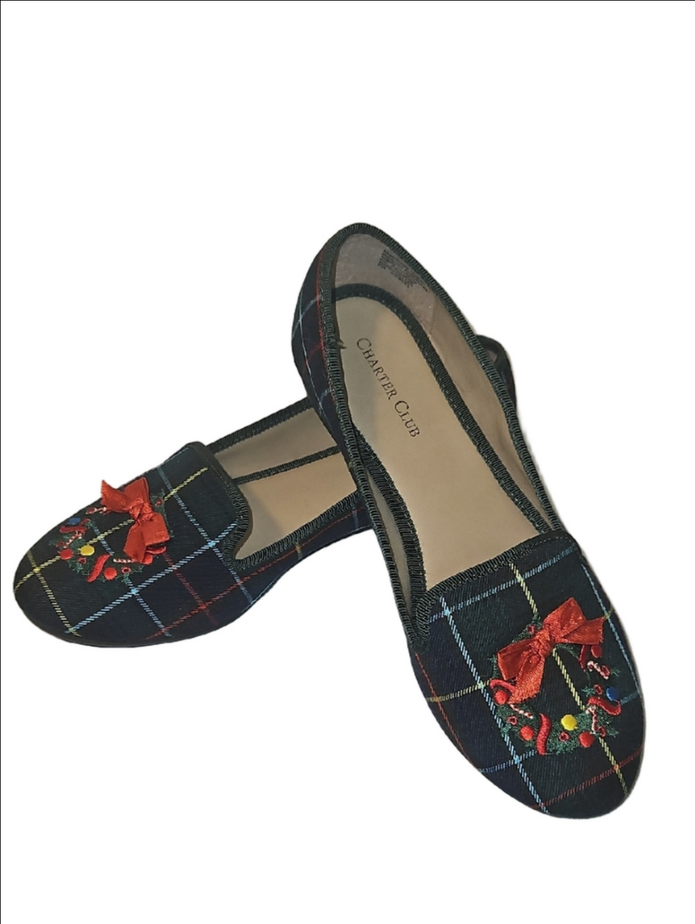 Charter Club Embroidered Christmas Slip-On Flats Size 7